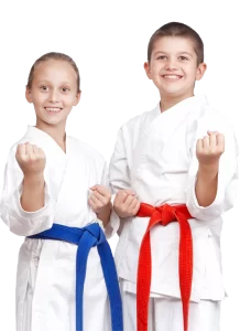 two happy martial arts students